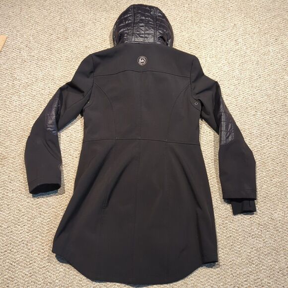 Michael Kors Softshell Puffer Coat Jacket Womens Small Black Hood Full Zip - Picture 6 of 9